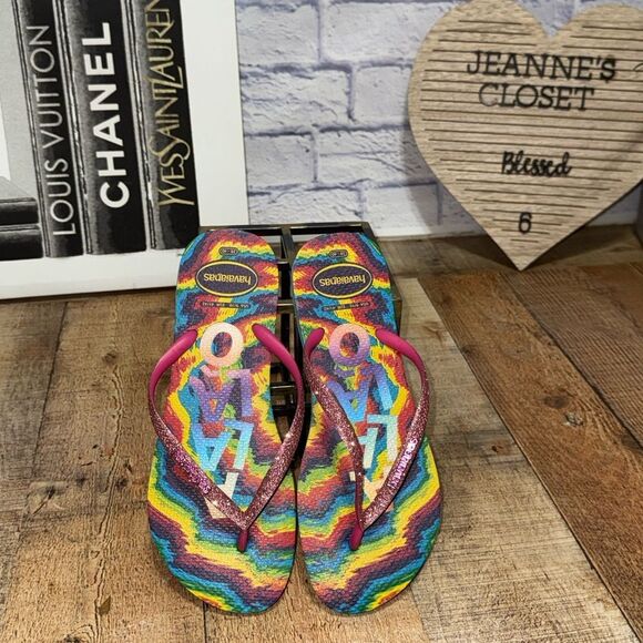 NEW Havaianas Slim Carnaval Flip Flops multicolor - Picture 1 of 7